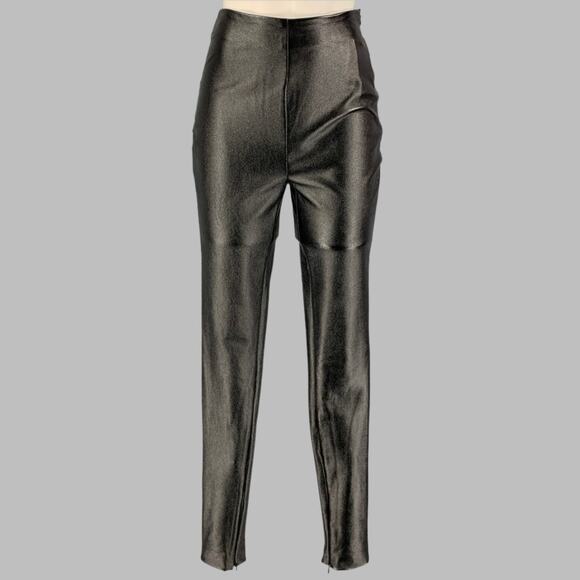 STAND STUDIO Size 0 Black Faux Leather Shimmer Side Zipper Leggings - Picture 1 of 5